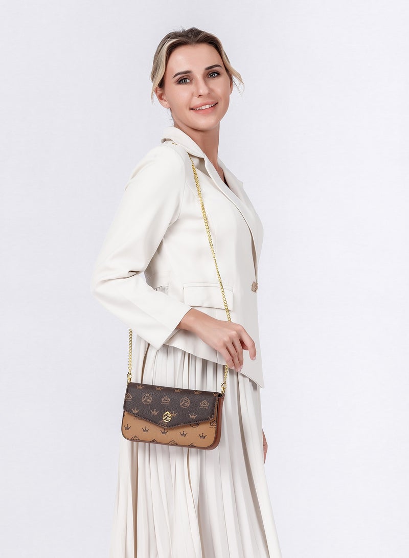 بليه روان طقم حقيبة كتف جلدية نسائية أنيقة مكونة من قطعتين للسيدات حقيبة كروس صغيرة مع حزام ذهبي قابل للتعديل، هدية مثالية لها، طراز كلاسيكي وعصري - Image 5