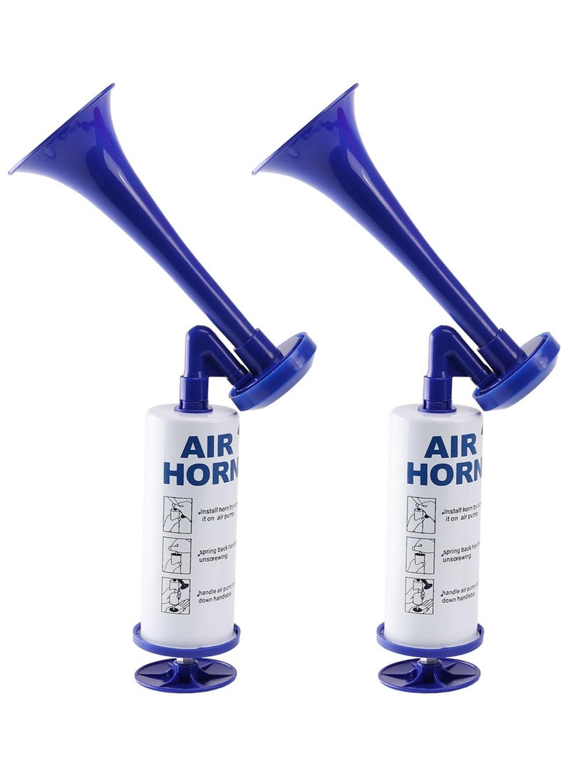 بوق هوائي محمول، معدن عالي الصوت للغاية، بوق دب للدفاع عن النفس، بوق مضخة هواء محمول، بوق إنذار سلامة للرياضة والبحرية، للقوارب والفعاليات الرياضية وحفلات أعياد الميلاد (أزرق - قطعتان) - Image 1