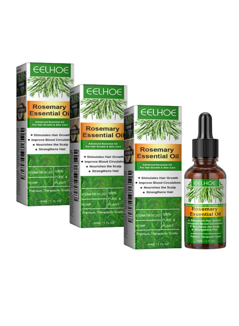 EELHOE 3-PACK Rosemary Hair Oil, Prevents Hair Loss, Nourishes Scalp And Repairs Damaged Hair 30ml*3 - Image 1