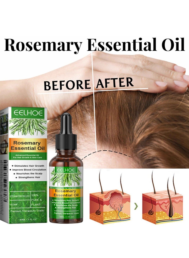 EELHOE 3-PACK Rosemary Hair Oil, Prevents Hair Loss, Nourishes Scalp And Repairs Damaged Hair 30ml*3 - Image 2