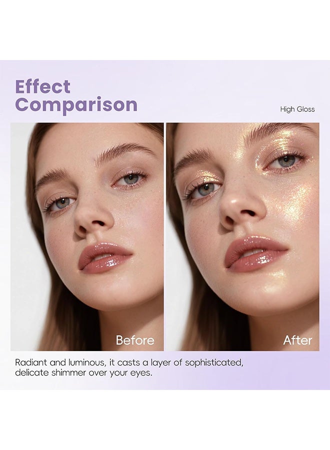 XIXI Bulb's Plan Eyeshadow, Holographic Champagne Gold Glitter Eyeshadow, Multichrome Shimmer Color Shifting Single Eyeshadow, Chameleon Metallic Iridescent Eye Shadow Palette Bouncy Texture Fairy Highlighter Makeup #04 - Image 5