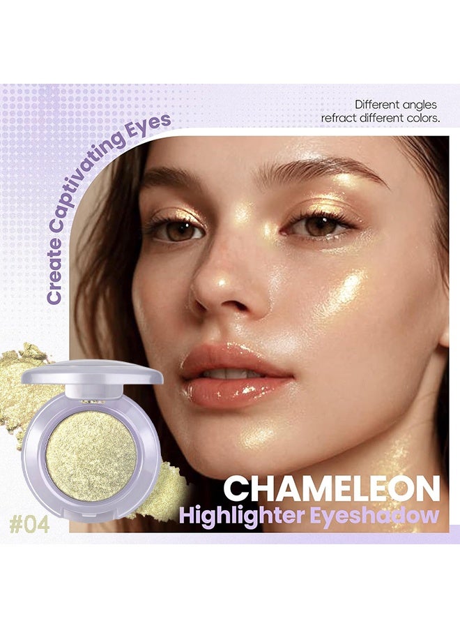 XIXI Bulb's Plan Eyeshadow, Holographic Champagne Gold Glitter Eyeshadow, Multichrome Shimmer Color Shifting Single Eyeshadow, Chameleon Metallic Iridescent Eye Shadow Palette Bouncy Texture Fairy Highlighter Makeup #04 - Image 2