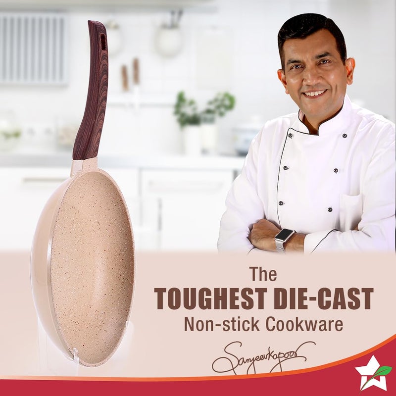 Wonderchef Duralife Die-cast 24 cm Fry Pan | 5 Layer Healthy Duramax Non-Stick Coating | Soft Touch Handle | Pure Grade Aluminium | PFOA Free | 1.7 litres | 2 Year Warranty Ivory - Image 2