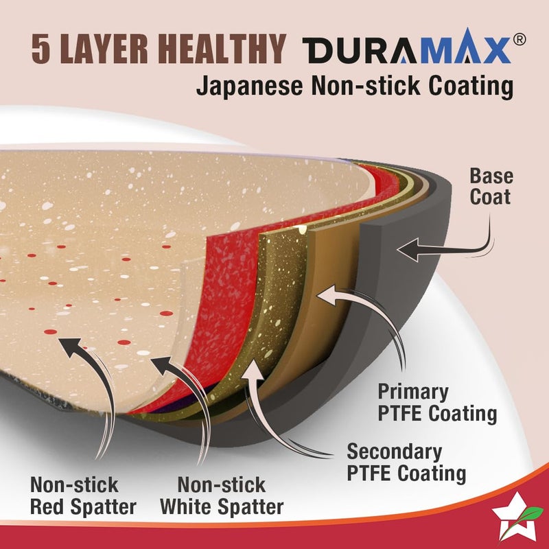 Wonderchef Duralife Die-cast 24 cm Fry Pan | 5 Layer Healthy Duramax Non-Stick Coating | Soft Touch Handle | Pure Grade Aluminium | PFOA Free | 1.7 litres | 2 Year Warranty Ivory - Image 4