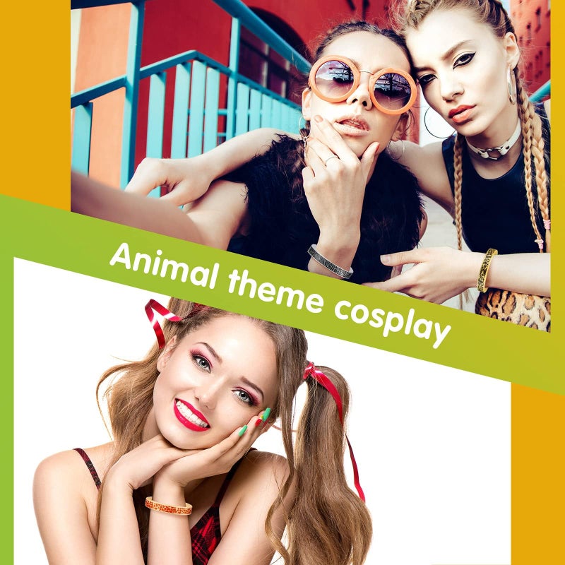 Skylety 36 Piece Animal Print Rubber Bracelets Safari Silicone Bracelets Animal Theme Rubber Bracelet Waterproof Wristband for Jungle Birthday Party Favors Goody Bag Supply Classroom Prize - Image 4