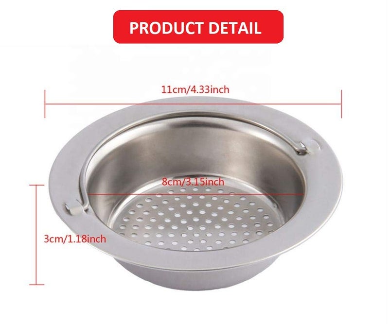 MobFest® Sink Strainer with Handle, Durable & Rustproof Jali, Stainless Steel Kitchen Drain Stopper Filter, Anti Clogging 2mm Holes, 11cm, 1 Piece - Image 2