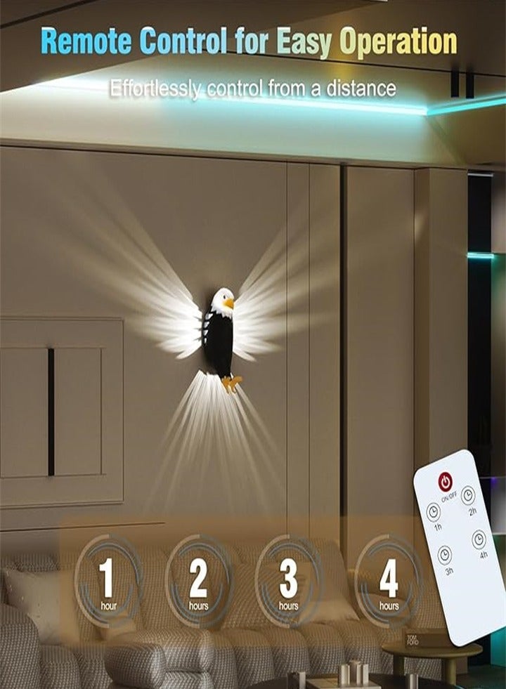 Eye-Catching Bald Eagle Wall Lamp 3D LED Animal Light with Remote Control for Elegant Home Decor - Image 4