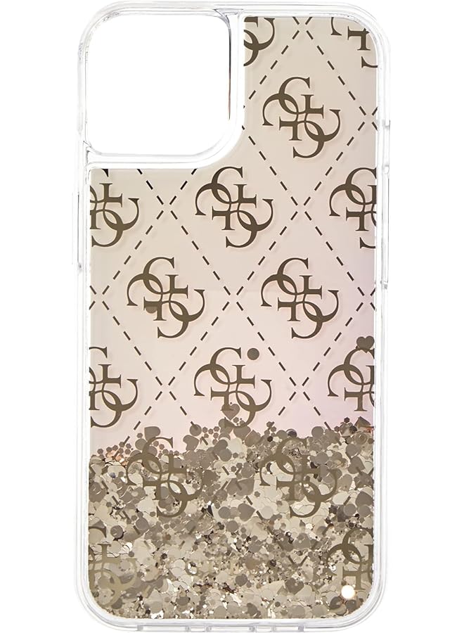 GUESS Liquid Glitter Case 4G Pattern Gradient Background For Iphone 13 6.1" Gold - Image 1
