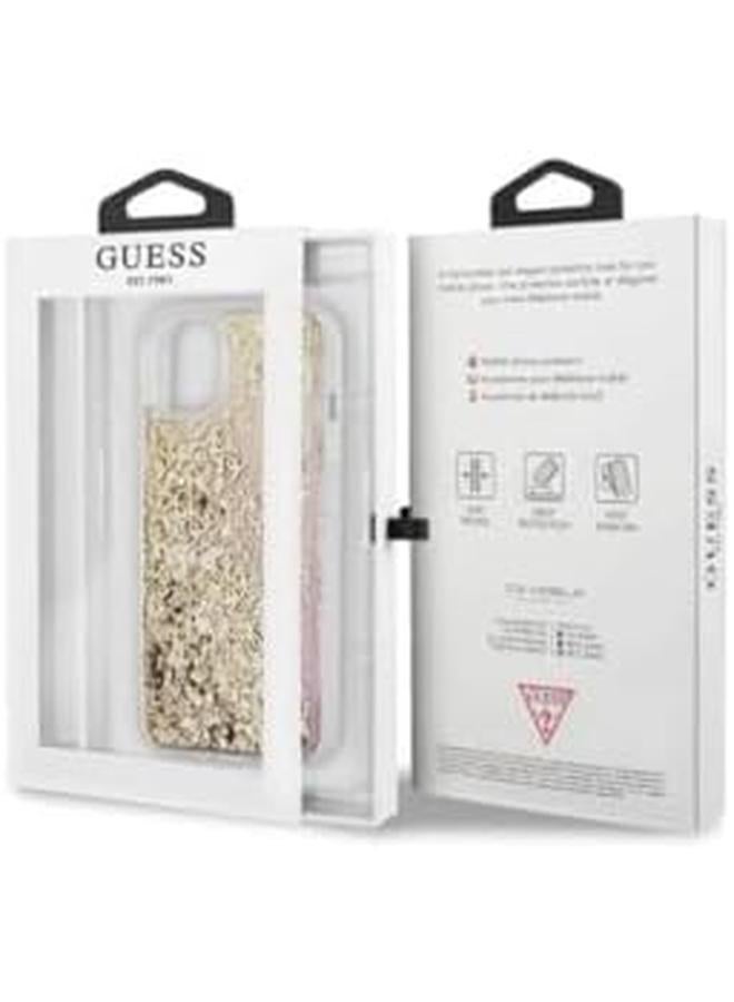 GUESS Liquid Glitter Case 4G Pattern Gradient Background For Iphone 13 6.1" Gold - Image 3