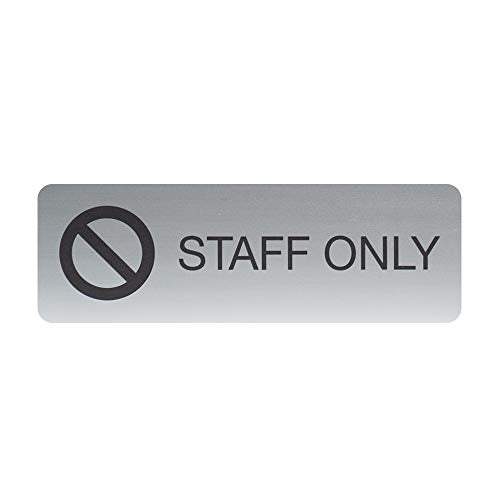 SBLABELS Staff Only Indoor Easy Adhesive Mount Door and Wall Sign for Restaurants and Small Businesses 3" x 9" - Silver - Image 1
