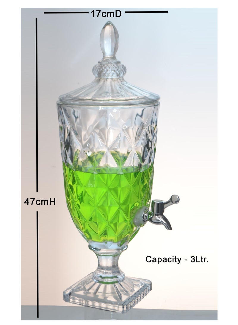 Feelings Feelings 3L Crystal Glass Beverage Dispenser with Tap Elegant Design for Special Occasions  - Image 3