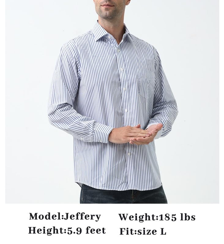 Double Pump Mens Button Down Shirts Cotton Long Sleeve Shirts Regular Fit(SL15B,XL) - Image 5