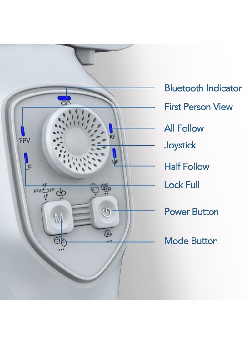 SYOSI Smartphone Gimbal Stabilizer with Face Object Tracking 3 Axis Phone Gimbal for Android and iPhone Phone Stabilizer for Video Recording Built In Extension Rod Portable Vlogging Stabilizer Kit - Image 2