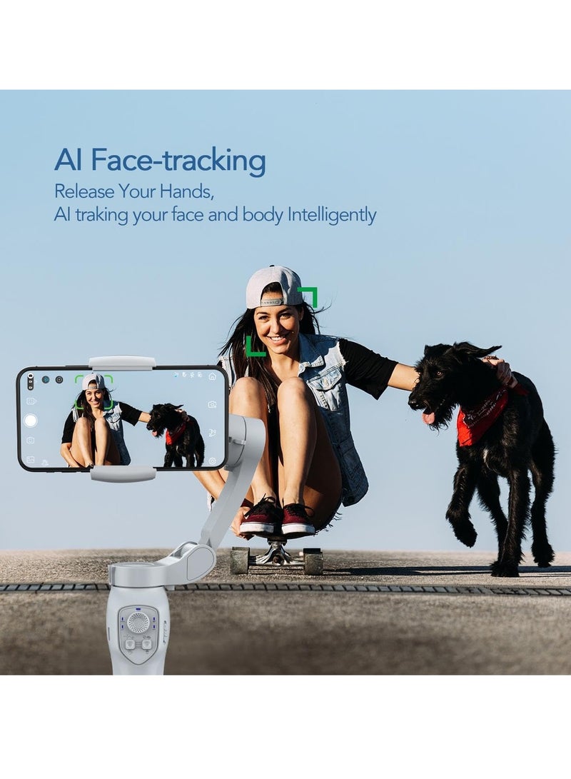 SYOSI Smartphone Gimbal Stabilizer with Face Object Tracking 3 Axis Phone Gimbal for Android and iPhone Phone Stabilizer for Video Recording Built In Extension Rod Portable Vlogging Stabilizer Kit - Image 4