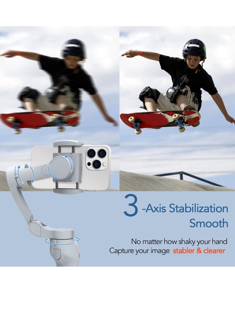 SYOSI Smartphone Gimbal Stabilizer with Face Object Tracking 3 Axis Phone Gimbal for Android and iPhone Phone Stabilizer for Video Recording Built In Extension Rod Portable Vlogging Stabilizer Kit - Image 3