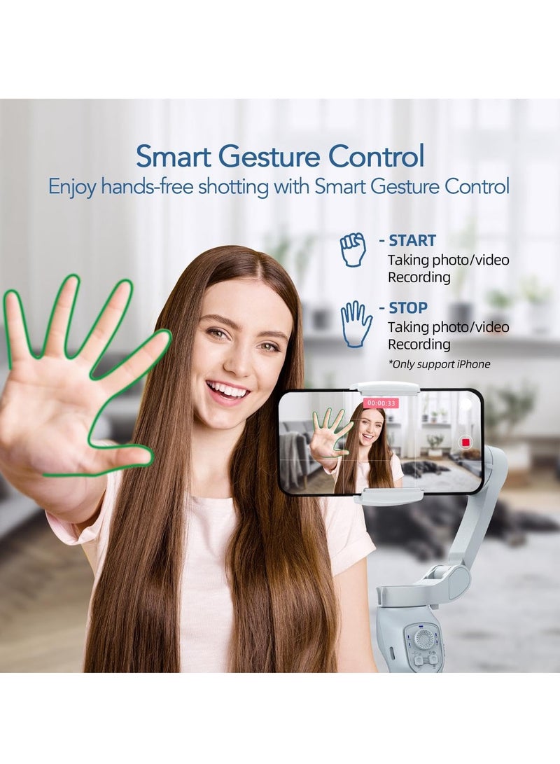 SYOSI Smartphone Gimbal Stabilizer with Face Object Tracking 3 Axis Phone Gimbal for Android and iPhone Phone Stabilizer for Video Recording Built In Extension Rod Portable Vlogging Stabilizer Kit - Image 5