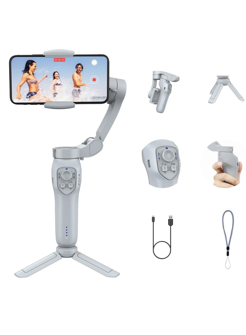 SYOSI Smartphone Gimbal Stabilizer with Face Object Tracking 3 Axis Phone Gimbal for Android and iPhone Phone Stabilizer for Video Recording Built In Extension Rod Portable Vlogging Stabilizer Kit - Image 1