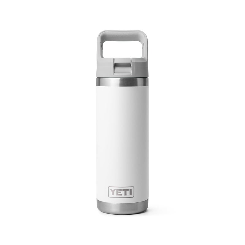 YETI Rambler 18 oz Bottle, Vacuum Insulated, Stainless Steel with Color Matching Straw Cap, White - Image 1
