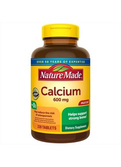 Calcium 600 mg with Vitamin D3, Dietary Supplement for Bone Support, 220 Tablets
