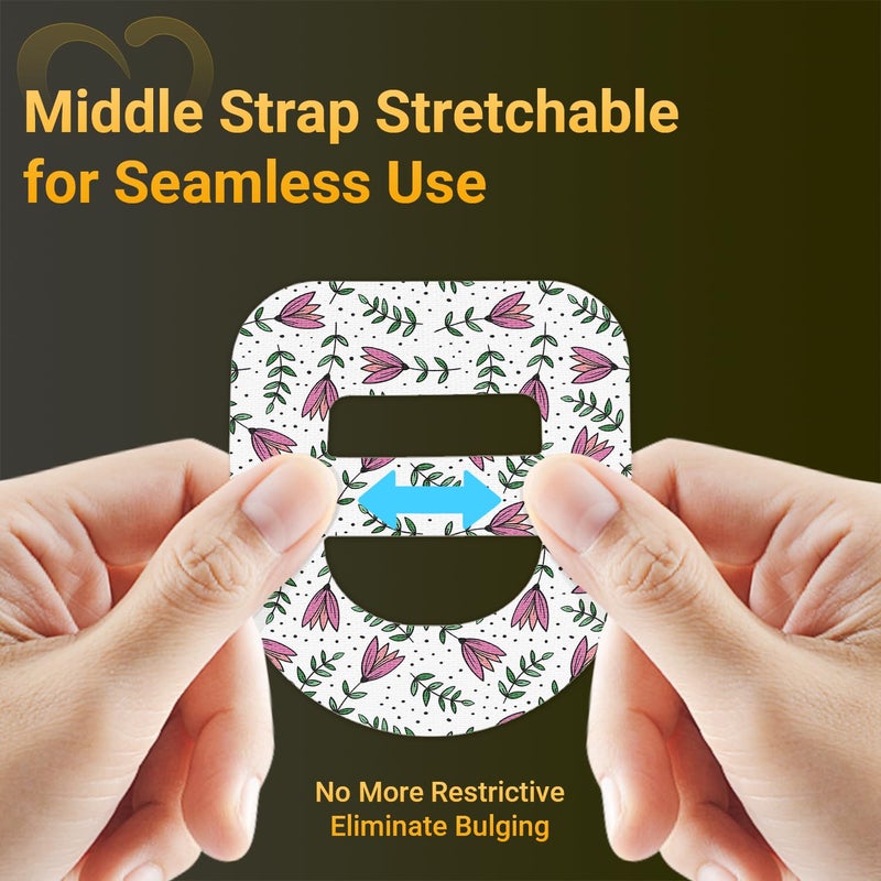Amolyfe Omnipod 5 Adhesive Patches Waterproof, 20 Pack Amolyfe Omnipod Overpatches with Stretchable Strap, Breathable, Long-Lasting Medical Adhesive, Premium Hinged Tin (Flower) - Image 4