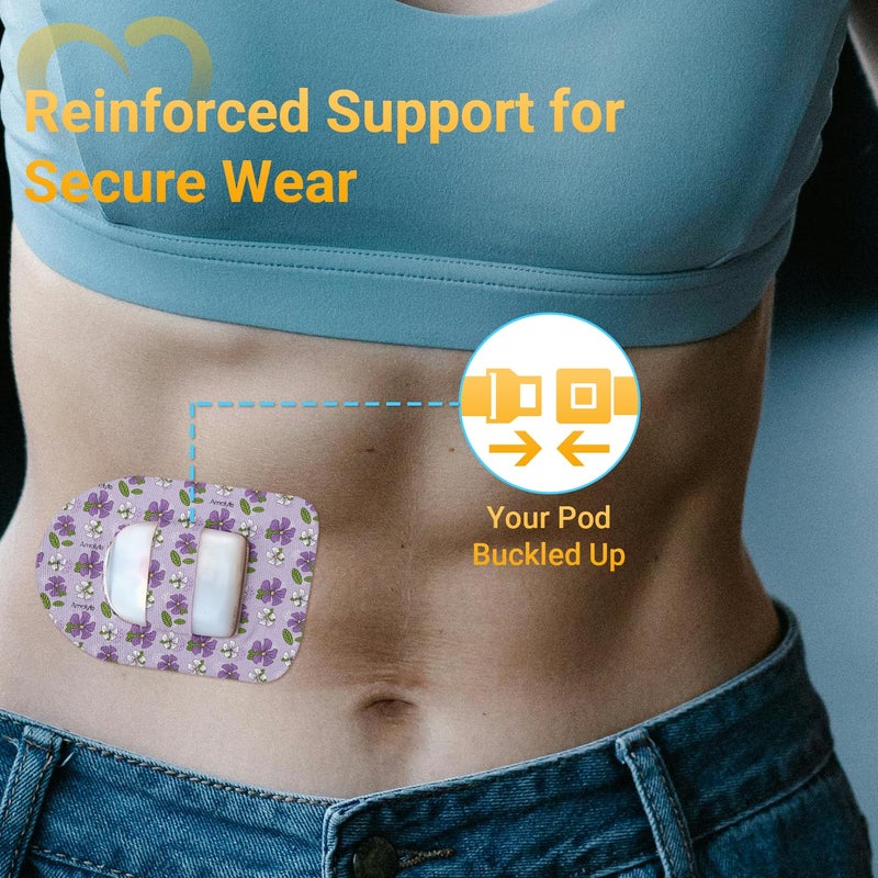 Amolyfe Omnipod 5 Adhesive Patches Waterproof, 20 Pack Amolyfe Omnipod Overpatches with Stretchable Strap, Breathable, Long-Lasting Medical Adhesive, Premium Hinged Tin (Flower) - Image 3