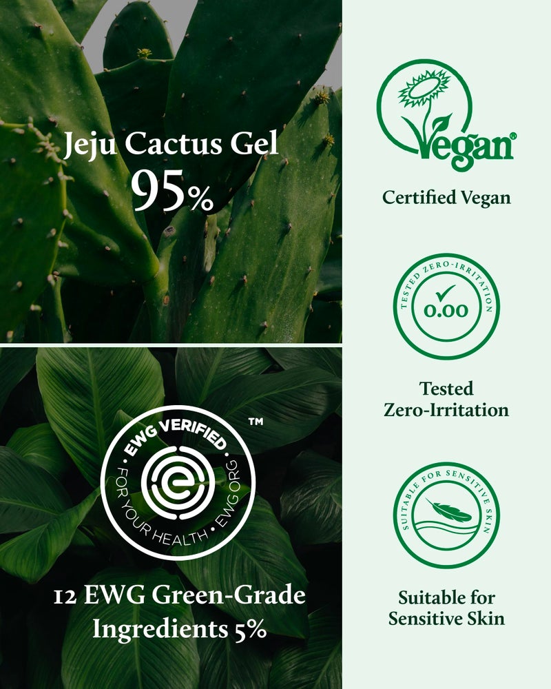 YADAH Cactus Soothing Gel (8.45fl oz) - Sunburn Relief, Calm, Cool & Soothe Irritated Skin, Face Redness. Korean Skin Care. 95% Cactus Extract, Vegan. - Image 4