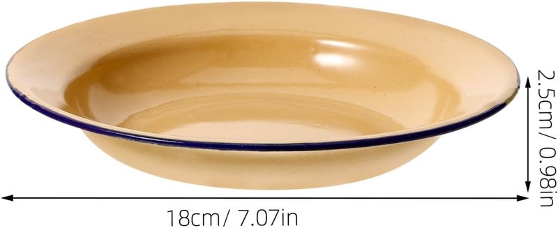 Amosfun 4Pcs Enamel Dinner Plates  7 Inch Round Enamelware Serving Tray for Pasta Salad  Home Hotel Noodle Dessert Enamel Plates - Image 4
