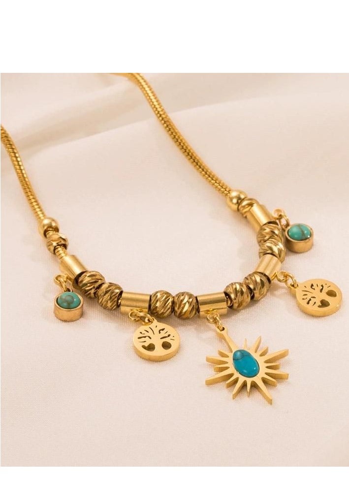 Generic - Fixed gold stainless steel chain, length 45cm + 5cm extension - Image 1