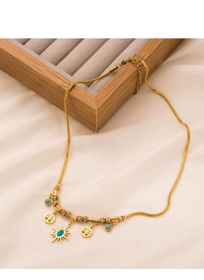 Generic - Fixed gold stainless steel chain, length 45cm + 5cm extension - Image 1