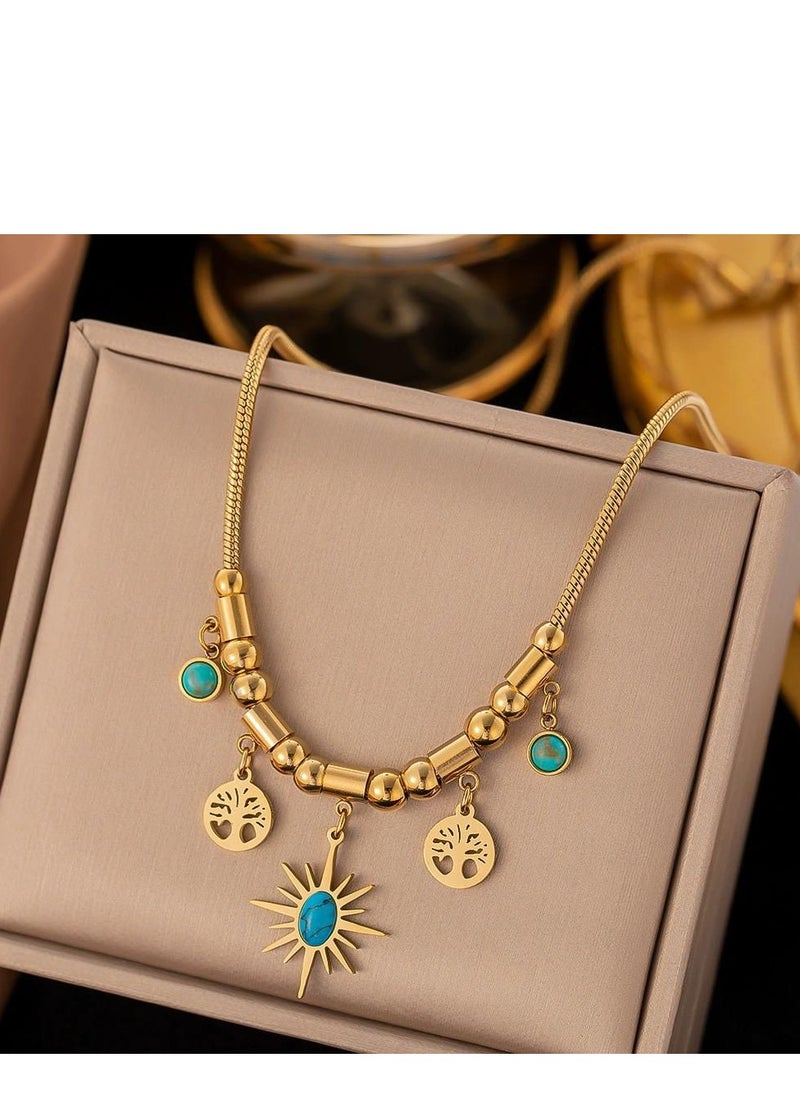 Generic - Fixed gold stainless steel chain, length 45cm + 5cm extension - Image 1