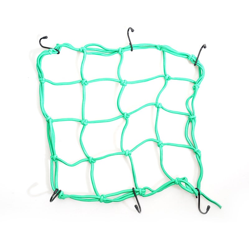 Bungee Cargo Net Pocket: Green Premium Latex Material, High Tenacity Elasticity - Three-Strand Reinforced Design, Solid Metal Hooks Helmet Net Pocket for Luggage & Gear Securing - Image 1