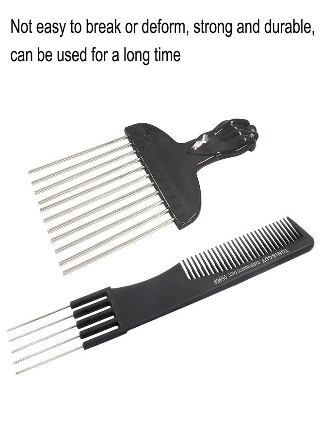 Coufce 3 Pack Metal Hair Pick Set - Afro Pick Comb, Teasing Comb for Curly Hair, Beard & Salon Use - Stainless Steel - Image 5