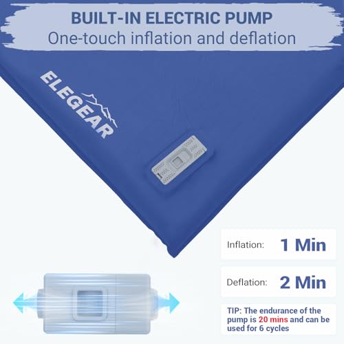 Elegear CumbreX Self Inflating Sleeping Pad Builtin Electric Pump 315 UltraThick Memory Foam Camping Mattress with Pillow Foam Sleeping Pad for Camping RValue 95 Foam Camping Pad for Travel - Image 3