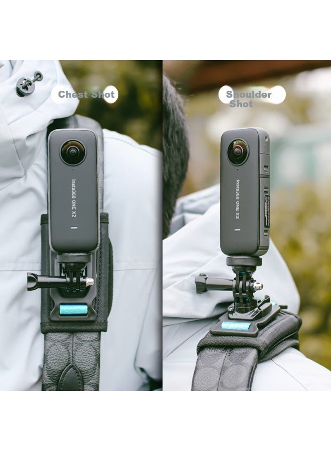 Surewo Backpack Clip Mount For Insta360 X5 X4 X3 X2 Gimbal, 360° Panoramic Action Camera Mount With Shoulder Strap Chest Harness For Backpack - Image 4