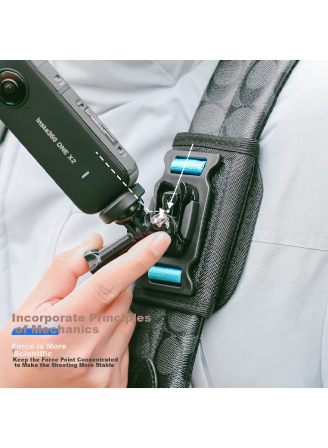 Surewo Backpack Clip Mount For Insta360 X5 X4 X3 X2 Gimbal, 360° Panoramic Action Camera Mount With Shoulder Strap Chest Harness For Backpack - Image 3