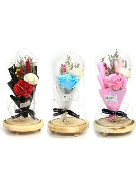 Ttt Lighted Bell Jar Rose