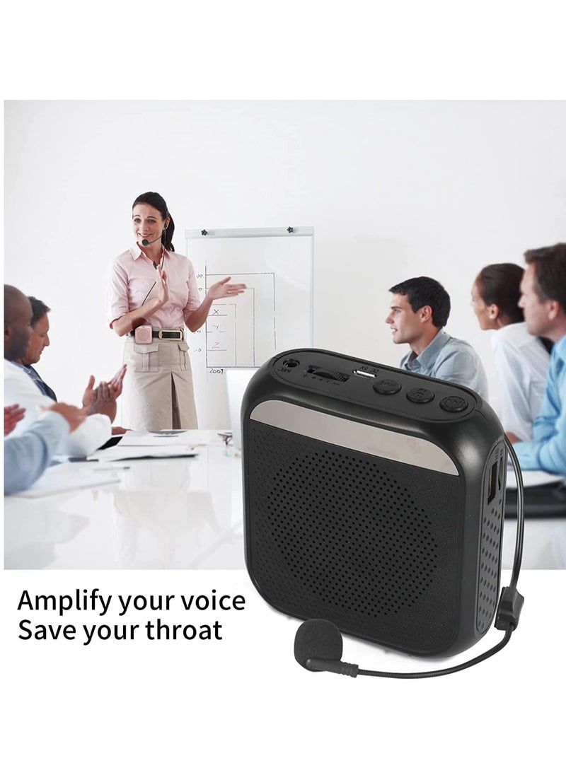 TRASSLE Portable Voice Amplifier with Wired Microphone Headset Rechargeable PA System Speaker Personal Microphone Speech Amplifier Power Amplifiers Loudspeaker for Teachers/Metting (Black)  - Image 4