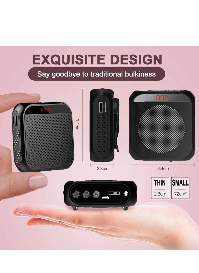 TRASSLE Portable Voice Amplifier with Wired Microphone Headset Rechargeable PA System Speaker Personal Microphone Speech Amplifier Power Amplifiers Loudspeaker for Teachers/Metting (Black)  - Image 5