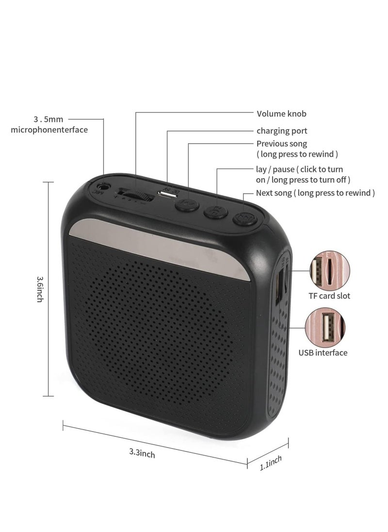TRASSLE Portable Voice Amplifier with Wired Microphone Headset Rechargeable PA System Speaker Personal Microphone Speech Amplifier Power Amplifiers Loudspeaker for Teachers/Metting (Black)  - Image 2