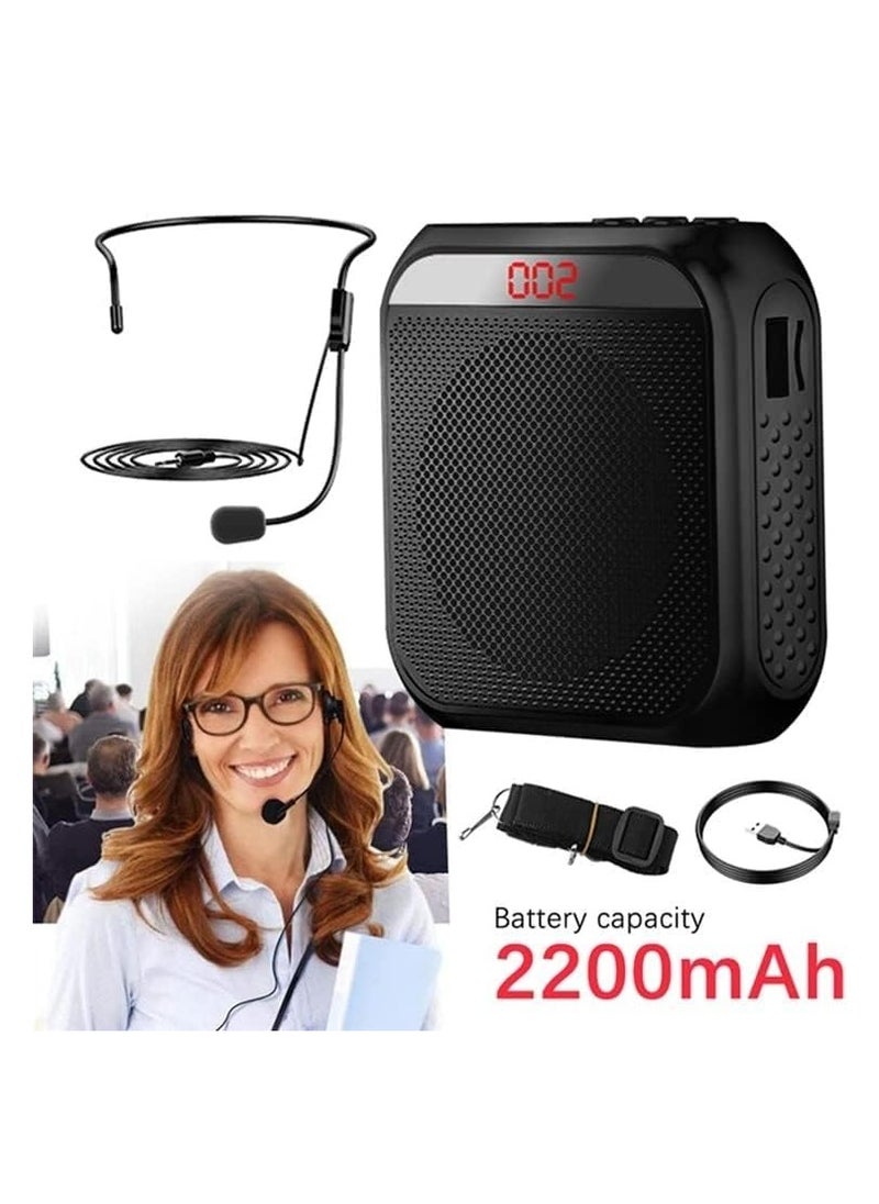 TRASSLE Portable Voice Amplifier with Wired Microphone Headset Rechargeable PA System Speaker Personal Microphone Speech Amplifier Power Amplifiers Loudspeaker for Teachers/Metting (Black)  - Image 3