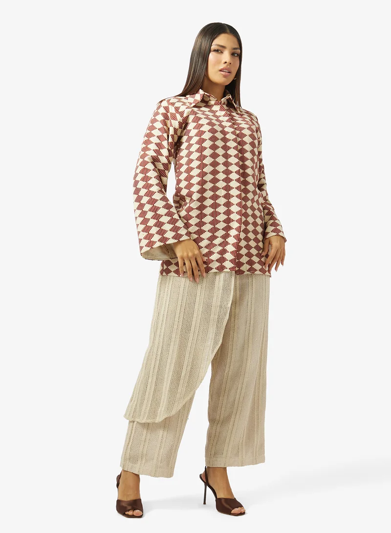 Printed blouse and pants set