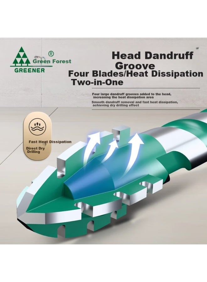 Greener Four-blade Sawtooth Eccentric Drill Bit For Ceramic Tile Drilling Concrete Super Hard Special Electric Drill High Hardness 6/8/10/12mm - Image 2