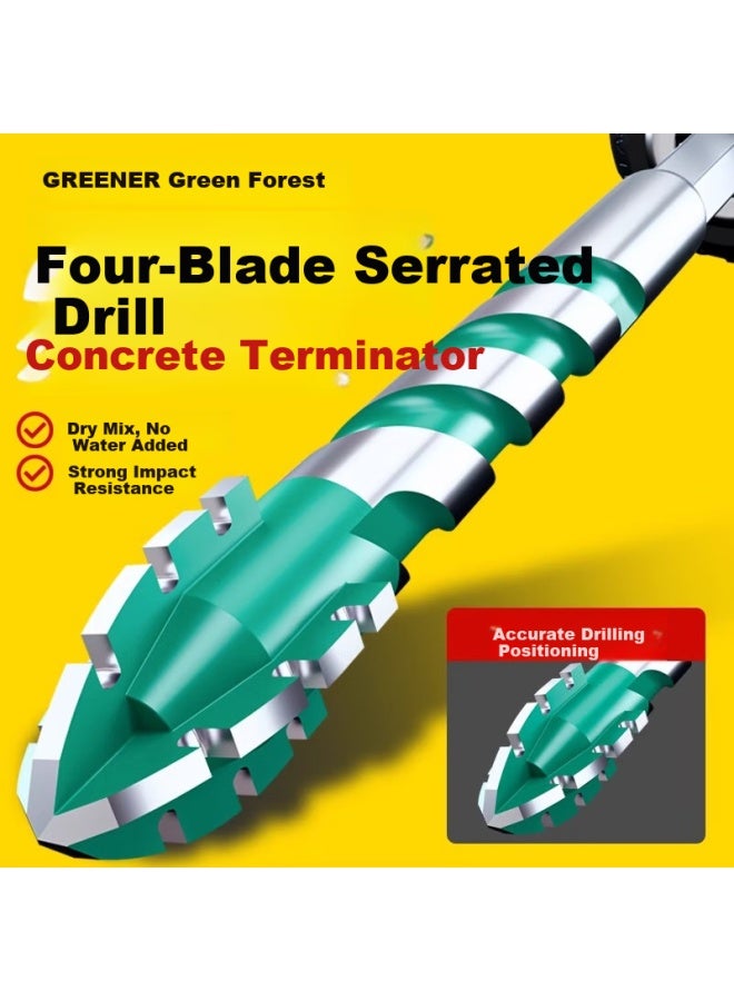 Greener Four-blade Sawtooth Eccentric Drill Bit For Ceramic Tile Drilling Concrete Super Hard Special Electric Drill High Hardness 6/8/10/12mm - Image 5
