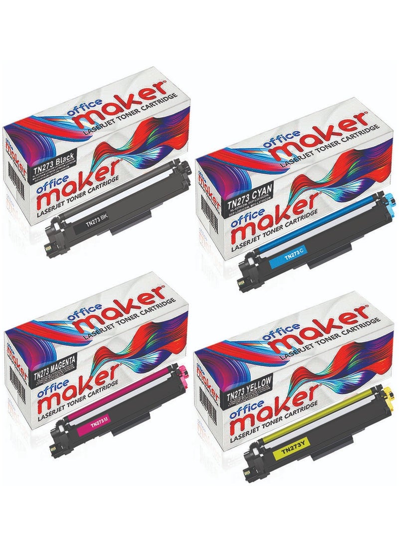 أوفيس ميكر - Office maker TN-273 Full Set Compatible Toner Cartridge for Brother MFC-L3750CDW DCP-L3551CDW L3510CDW & HL-L3270CDW (4 COLOR SET) - Image 1