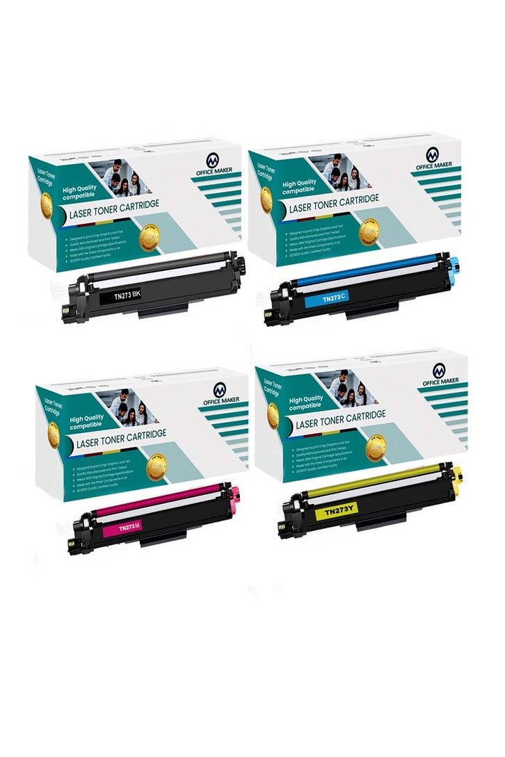 Office Maker Office maker TN-273 Full Set Compatible Toner Cartridge for Brother MFC-L3750CDW DCP-L3551CDW L3510CDW & HL-L3270CDW (4 COLOR SET) - Image 1