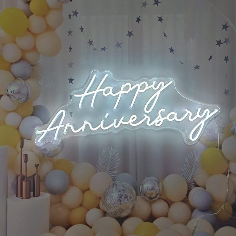 Homely Arts Homelyarts Happy Anniversary Neon Signs Anniversary Party Decoration Name Sign Personalized Custom Neon Sign Happy Anniversary Neon Sign Neon Sign Wedding Neon Sign Anniversary Gift  - Image 1