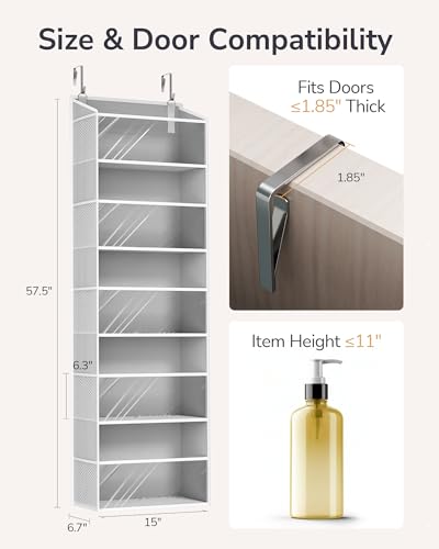ULG 1Pack Over Door Organizer with 5 Large Pockets 10 Mesh Side Pockets 44 lbs Weight Capacity Hanging Storage Organizer with Clear Window for Bedroom Bathroom Kitchen RV Camper Clear Grey - Image 3