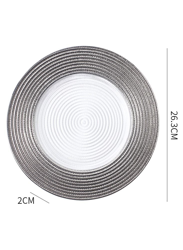 Light Luxury European Style Electroplated Glass Plate Creative Straw Hat Pattern Glass Plate