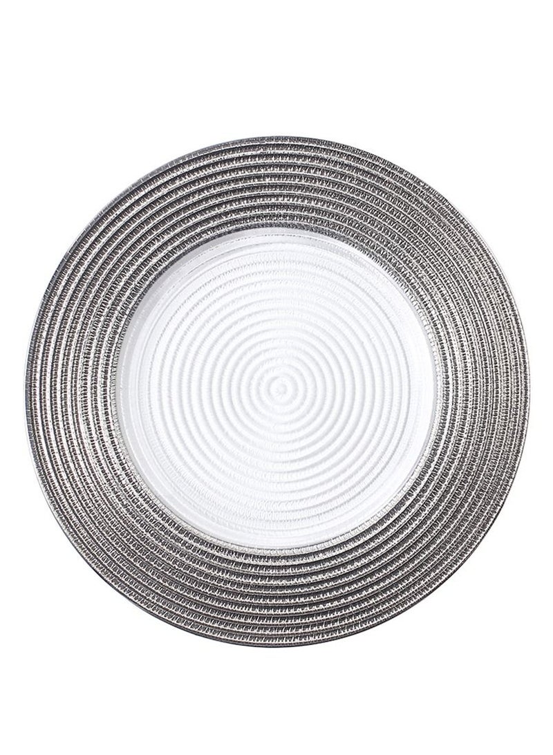 Light Luxury European Style Electroplated Glass Plate Creative Straw Hat Pattern Glass Plate