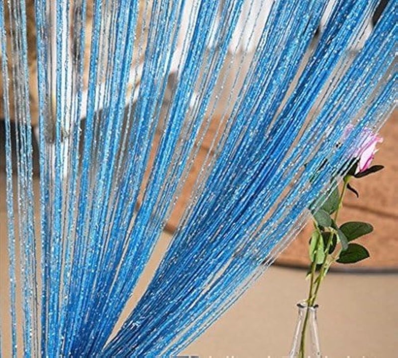 ave split Decorative Door String Curtain Wall Panel Fringe Window Room Blind Divider Tassel Screen Home 100cm200cm (Sky blue18) - Image 1